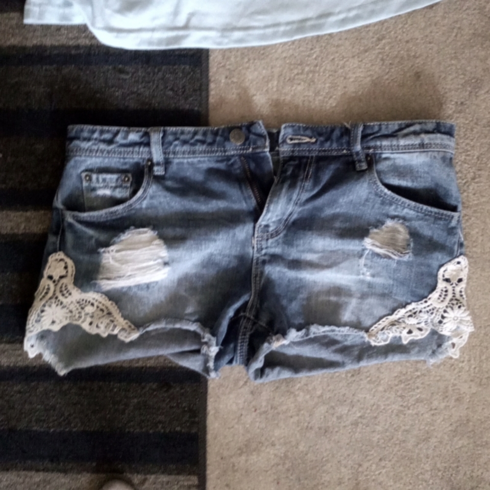 Joe Boxer lacy tip jean shorts
